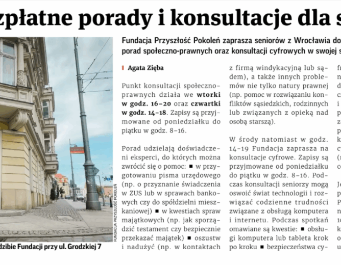 W najnowszym, wrześniowym wydaniu biuletynu Wroclaw.pl można przeczytać o naszych inicjatywach dla seniorów!